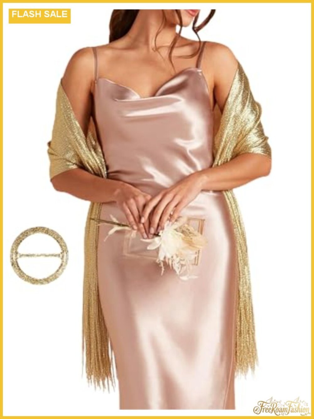 Women's Formal Evening Shawl Wrap with Buckle 100% Polyester 82x20